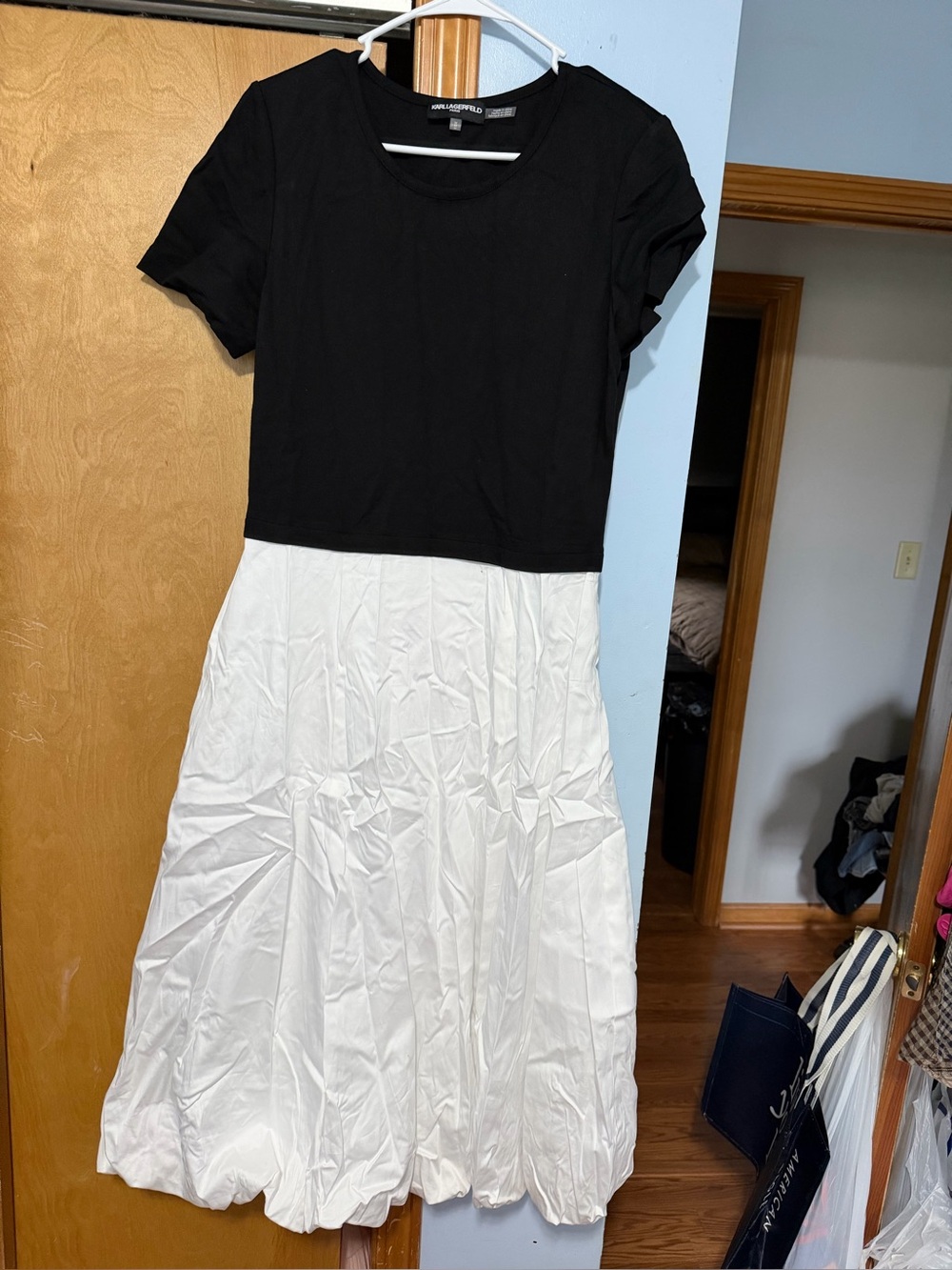 Karl Lagerfeld Black Top White Skirt Two-Tone Dress